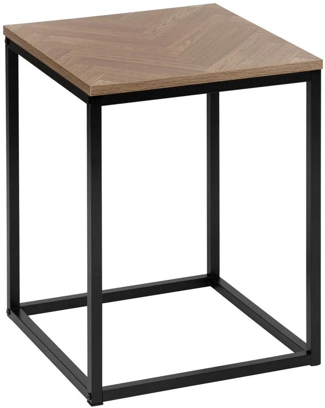5Five Bijzettafeltje Chevron - hout/metaal - lichtbruin/zwart - D40 x H50 cm - koffie tafel