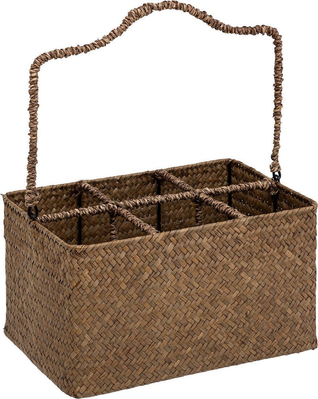 Atmosphera Flessenhouder Mand 6x75cl - The Floral Collection - Bruin