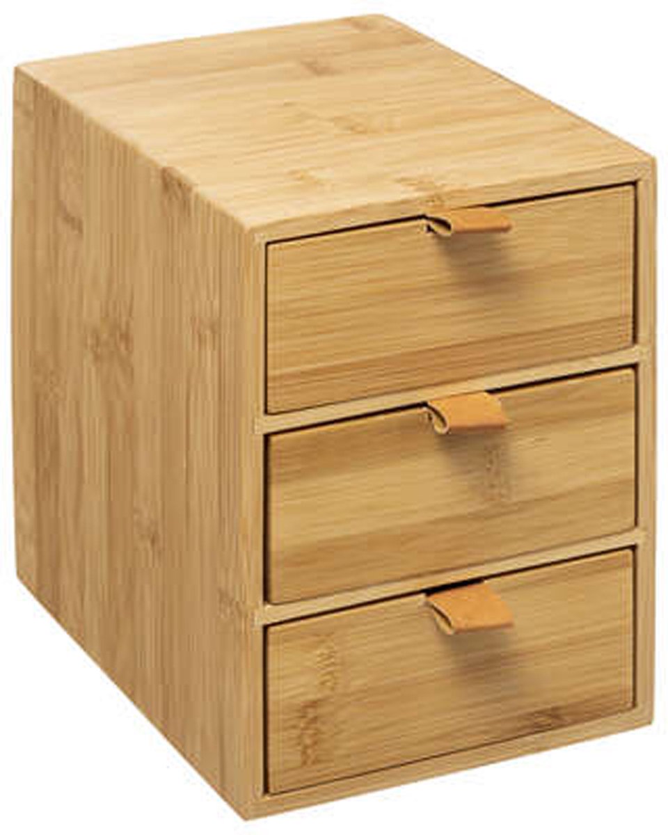 5Five Schubladenelement / Schreibtisch-Organizer mit 3 Schubladen - Bambusholz - L20 x B15 x H21 cm - hellbraun