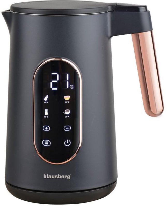 Klausberg KB-7892 Elektrische Waterkoker - 1,7L - Zwart/Rose Goud - LED Bediening - 13 Temperatuurstanden - 2200W