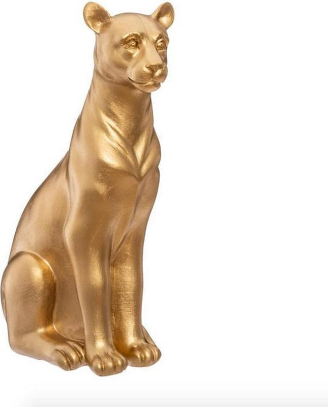 Decoratief Beeld Panter - Polyresin - Goud - Hoogte 23cm