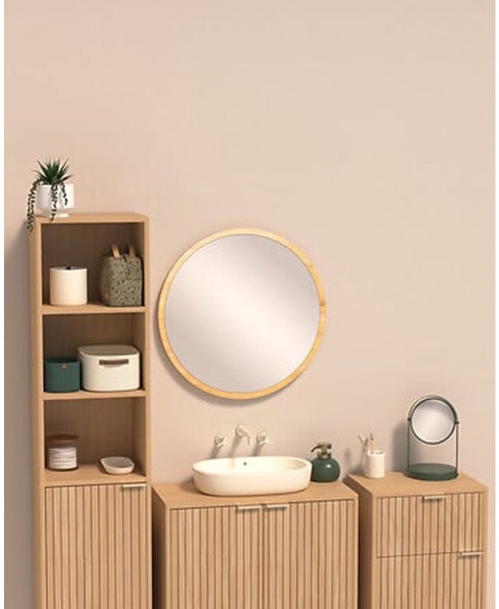 5Five Make-up-Spiegel mit Standfuß - 18 x 26 cm - Metall - Ficusgrün - Badezimmer / Schminktisch - drehbar