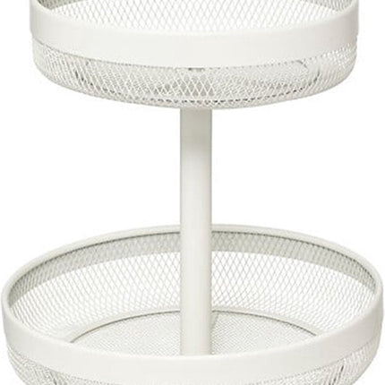 5Five Fruitschaal/fruitmand 2-laags model Double Fruit - metaal - D30 x H31 cm - wit - rond - Fruitschalen met ruime capaciteit