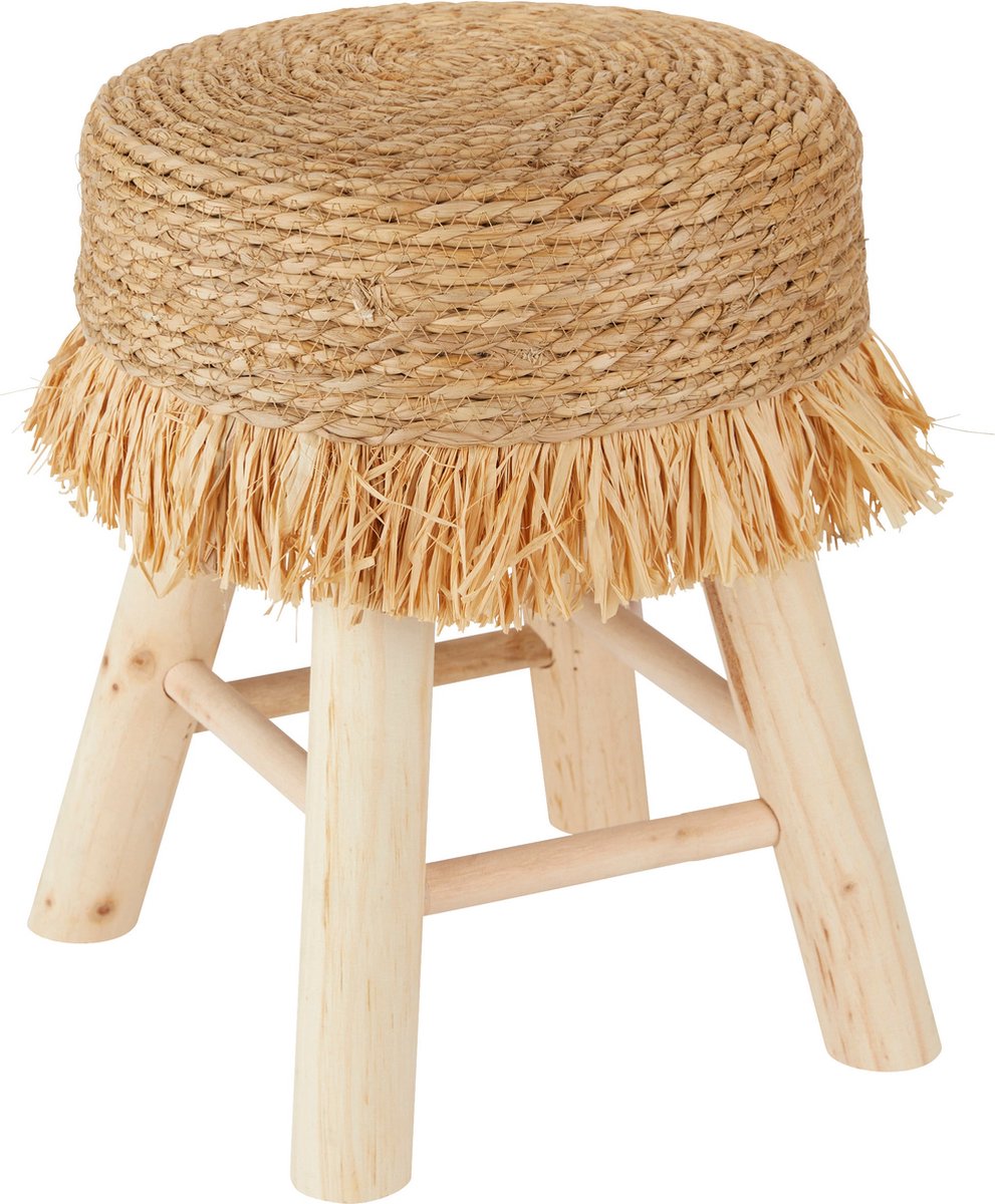 Atmosphera Gimpo Stool / Pouffe - Ø30xH40 cm - Footstool - Beige