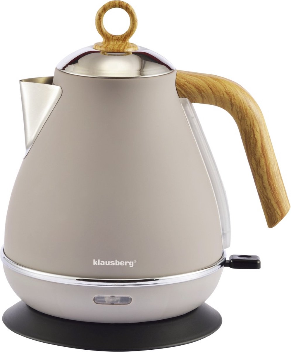 Klausberg 7707 retro waterkoker 1,7 liter – RVS, beige, met thermometer