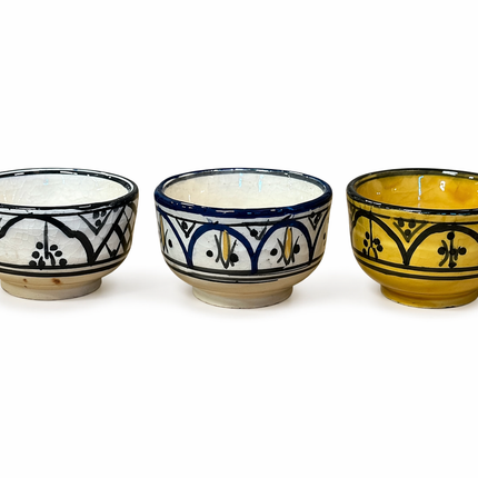 Handgemaakte Marokkaanse mini schaaltjes – Ø 7 cm – Set van Kleurrijke Mini Kommetjes