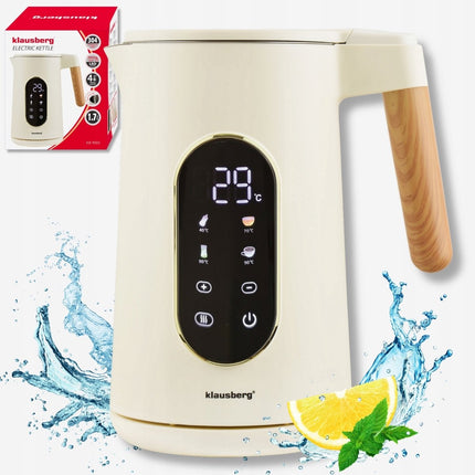 KLAUSBERG KB-9005 Elektrische Waterkoker 1,7 Liter – RVS 304 – Touch Display – Temperatuurregeling – 2200W