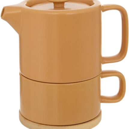 Secret de Gourmet Theepot Penang - Keramiek - met kopje - creme - 10 x 15 cm