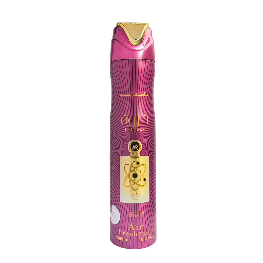 Lattafa Pride Tharwah Gold – Luchtverfrisser 300 ml – Luxe Huisspray – Huisparfum – Roomspray – Lavendel, Jasmijn, Vanille & Amber