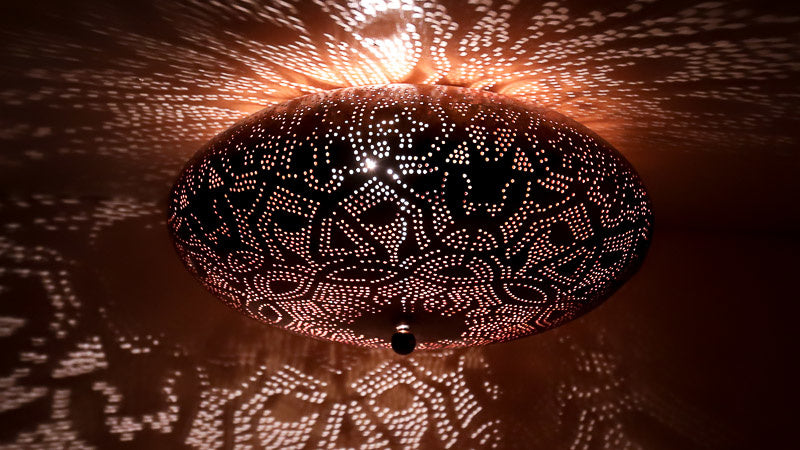 Oriental filigree ceiling lamp 25 cm - vintage copper