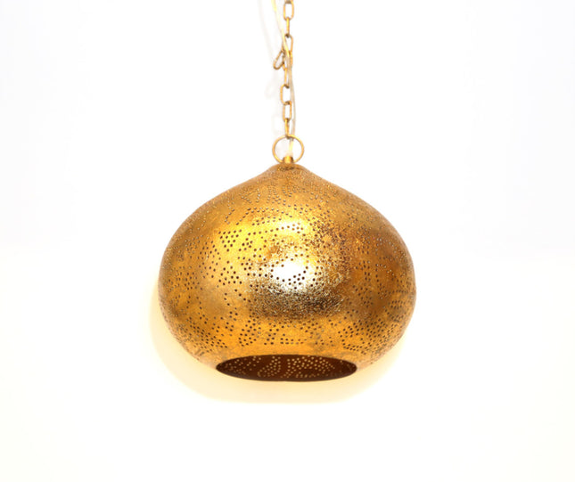 oosterse hanglamp filigrain stijl - pompoen - vintage goudhanglamp filigrain