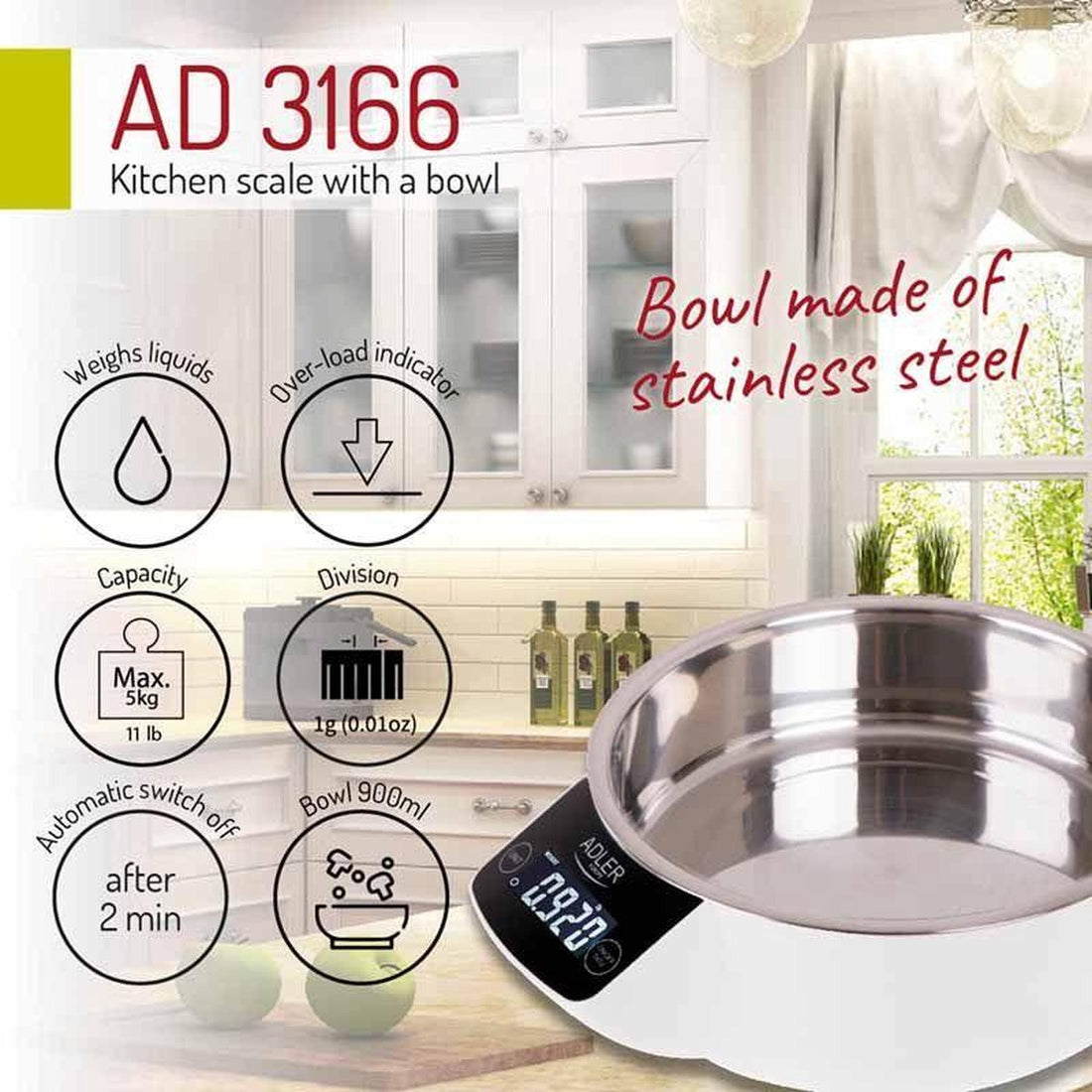 kitchen scale with built-in bowl - 900ml