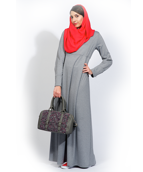 Abaya Feather Grey in lichtgrijs – maten S t/m XL, lengte 145 of 153 cm