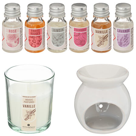 Geurolie Cadeauset/Geschenkset met Oliebrander-Geurbrander-Giftset-Geurkaars Vanille