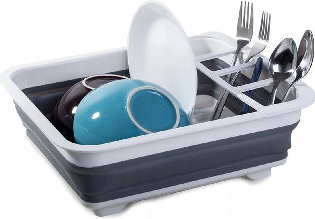 Grey/white foldable dish drying rack 38 x 29 cm
