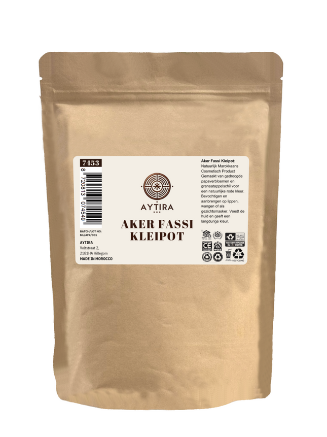Aytira Aker Fassi Kleipot – 100% Natuurlijke Marokkaanse Lippen- & Gezichtskleuring