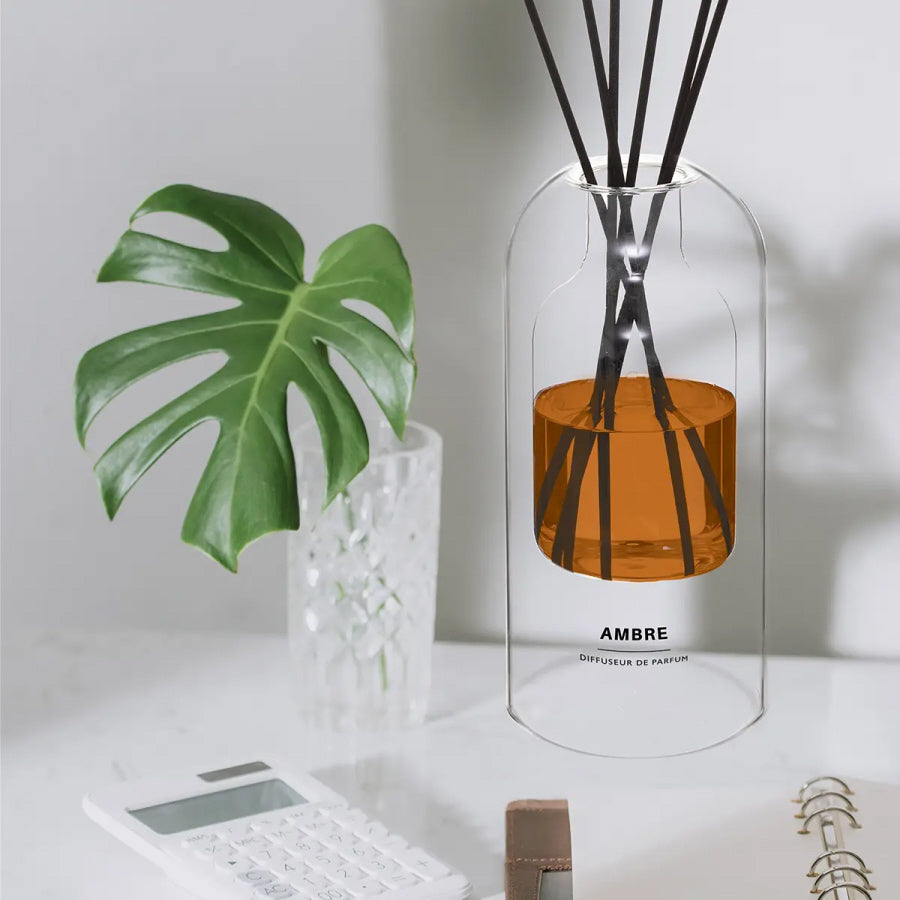 Geurstokjes amber XL – geurverspreider 500 ml met 6 rotanstokjes – foto 2