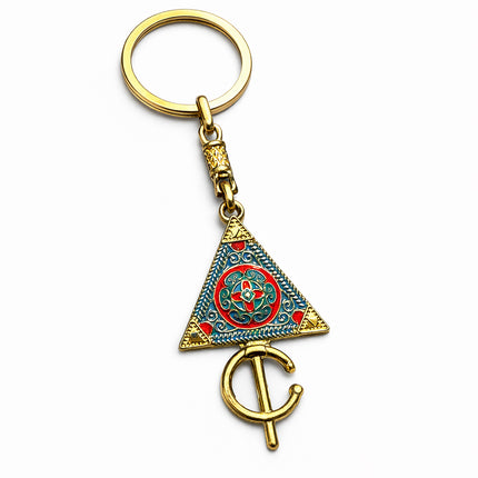 Amazigh Fibula Sleutelhanger (Tazerzit) – Marokkaans Symbool – Goudkleurig Metaal