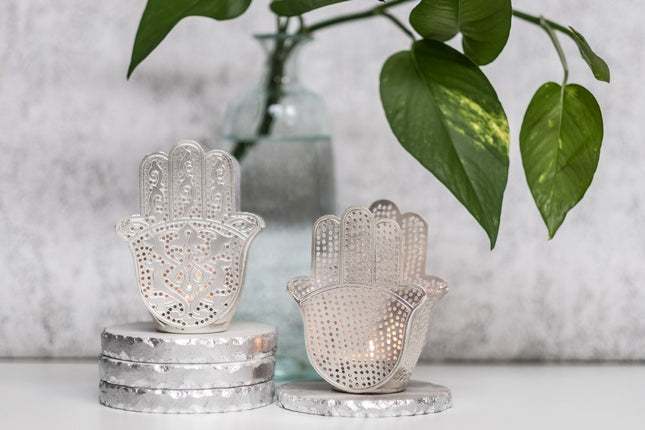 Fatima waxinelichthouder dubbel zilver