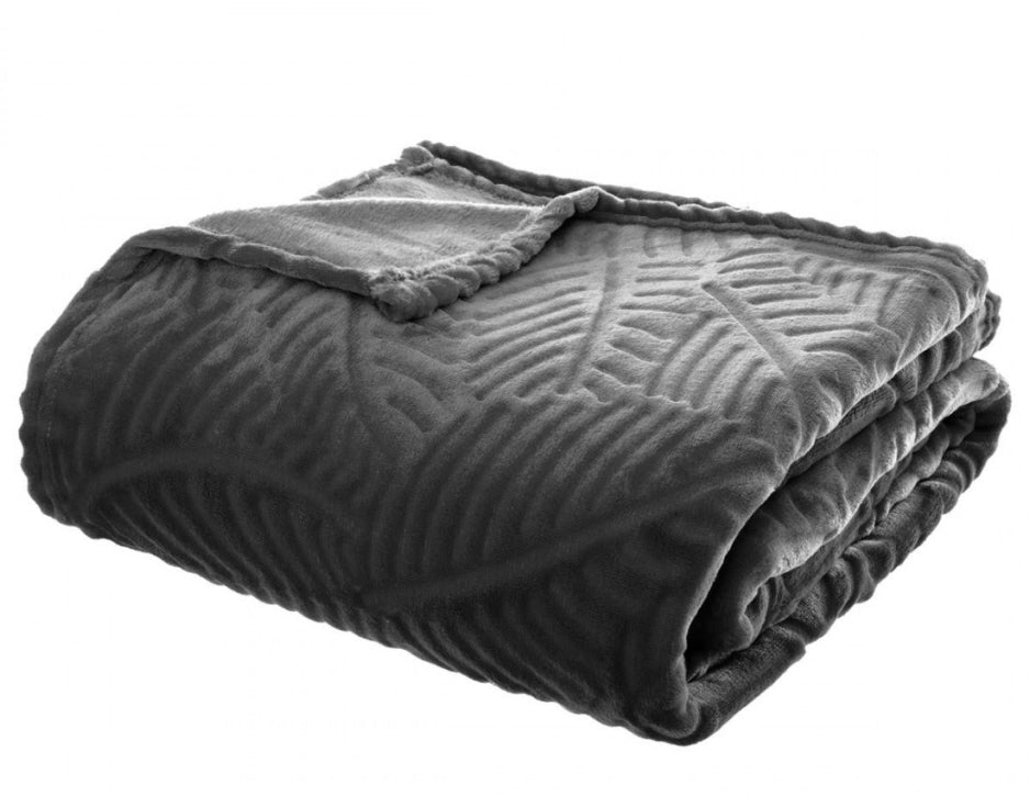Anthracite Throw with Palm Pattern XL – 240×220