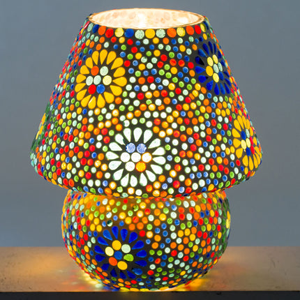 Arabische Tafellamp | Marokkaanse Lamp | Paddestoelvorm | 22x18x18cm | Veelkleurig