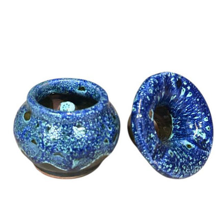 Marokkaanse Asbak Ø7,5 cm – Handgemaakt Keramiek met Deksel – Blauw Glazuur