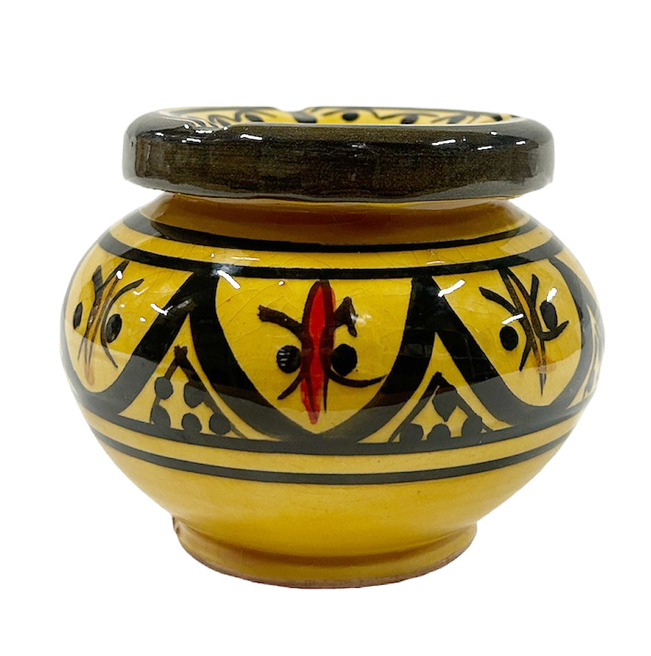 Cendrier marocain en céramique jaune