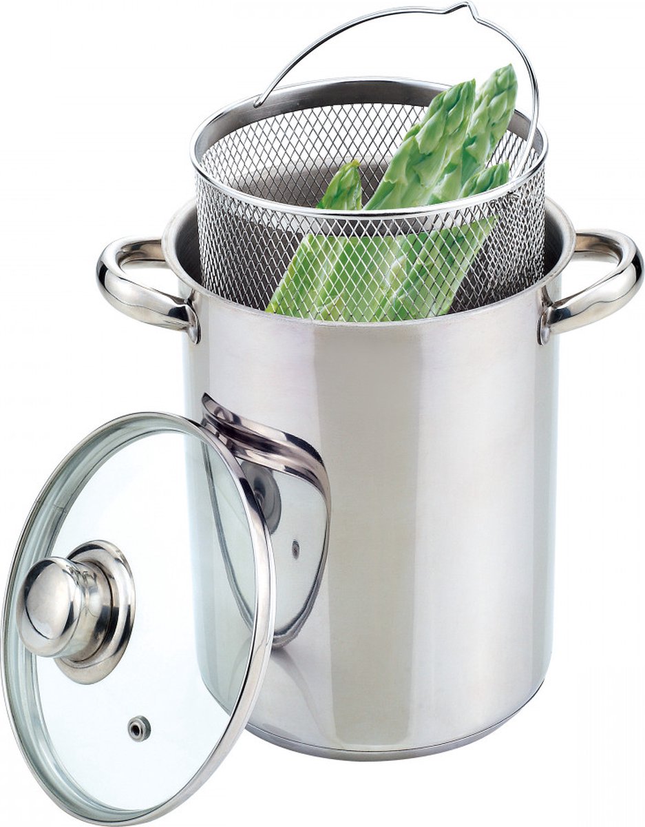 Kinghoff aspergepan RVS met deksel – voor alle warmtebronnen, ook inductie
