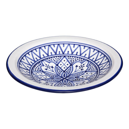 Aardewerk presentatiebord D22 cm - Blauw en wit