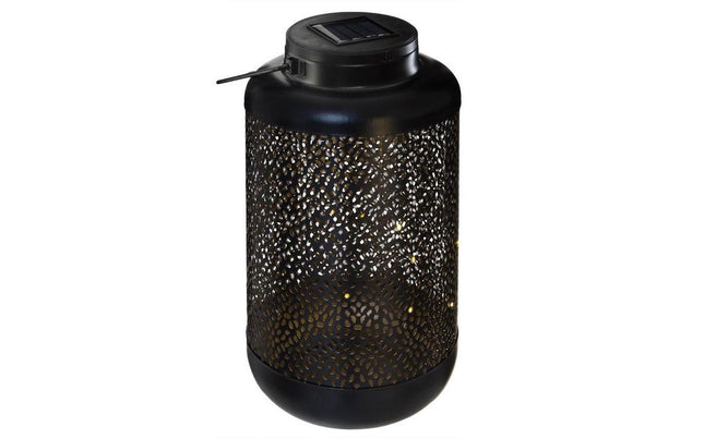 Metalen zonnelantaarn Hoog 25,5 cm, 12 x breed, 12 x lengte, zwart