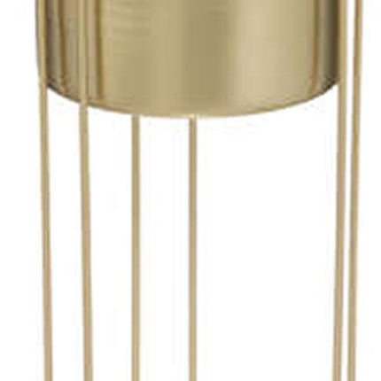 Plantenpotten 2x op metalen standaard goud - D18 x H41/D21 en H58 cm
