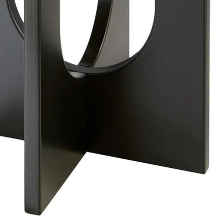 Atmosphera Bijzettafel/salontafel Bloom - zwart - MDF hout - rond - Planten verhoger