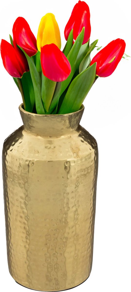 Vase à fleurs Antique Dorado - or - métal - D10 x H19 cm