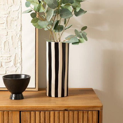 Edric Keramieken vaas Ø13xH30cm - Zwart