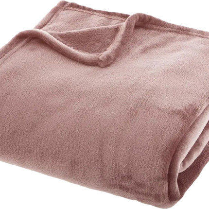 Fleece deken/fleeceplaid - oud roze - 180 x 230 cm - polyester - Molton Bankdeken