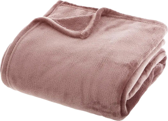 Fleece deken/fleeceplaid - oud roze - 180 x 230 cm - polyester - Molton Bankdeken