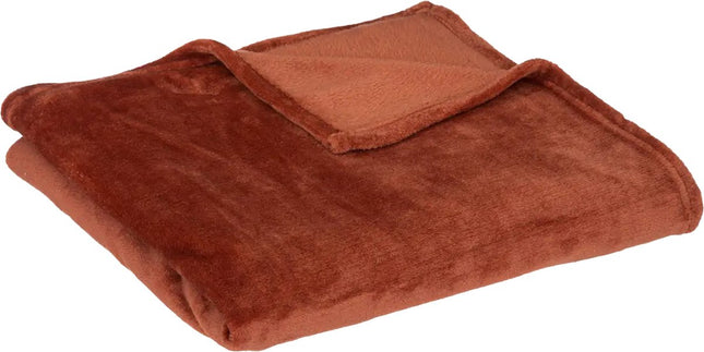 Atmosphera fleece deken - fleeceplaid - terracotta - 130 x 180 cm