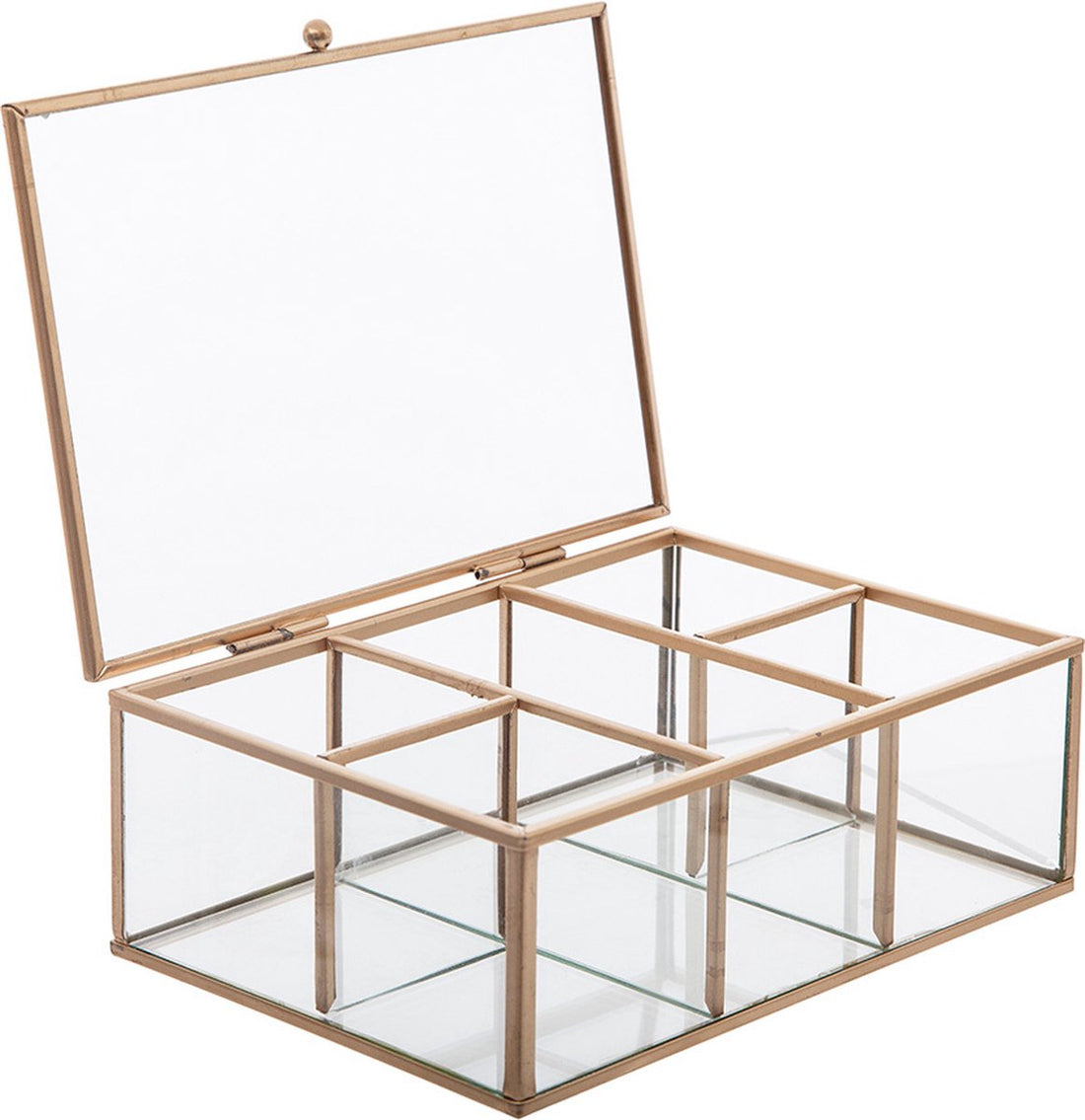 Boîte à bijoux en verre cadre doré - Compartiments de tri