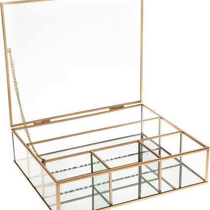Glazen sieradenbox gouden frame - Large
