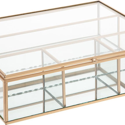 Glazen sieradenbox gouden frame - Large