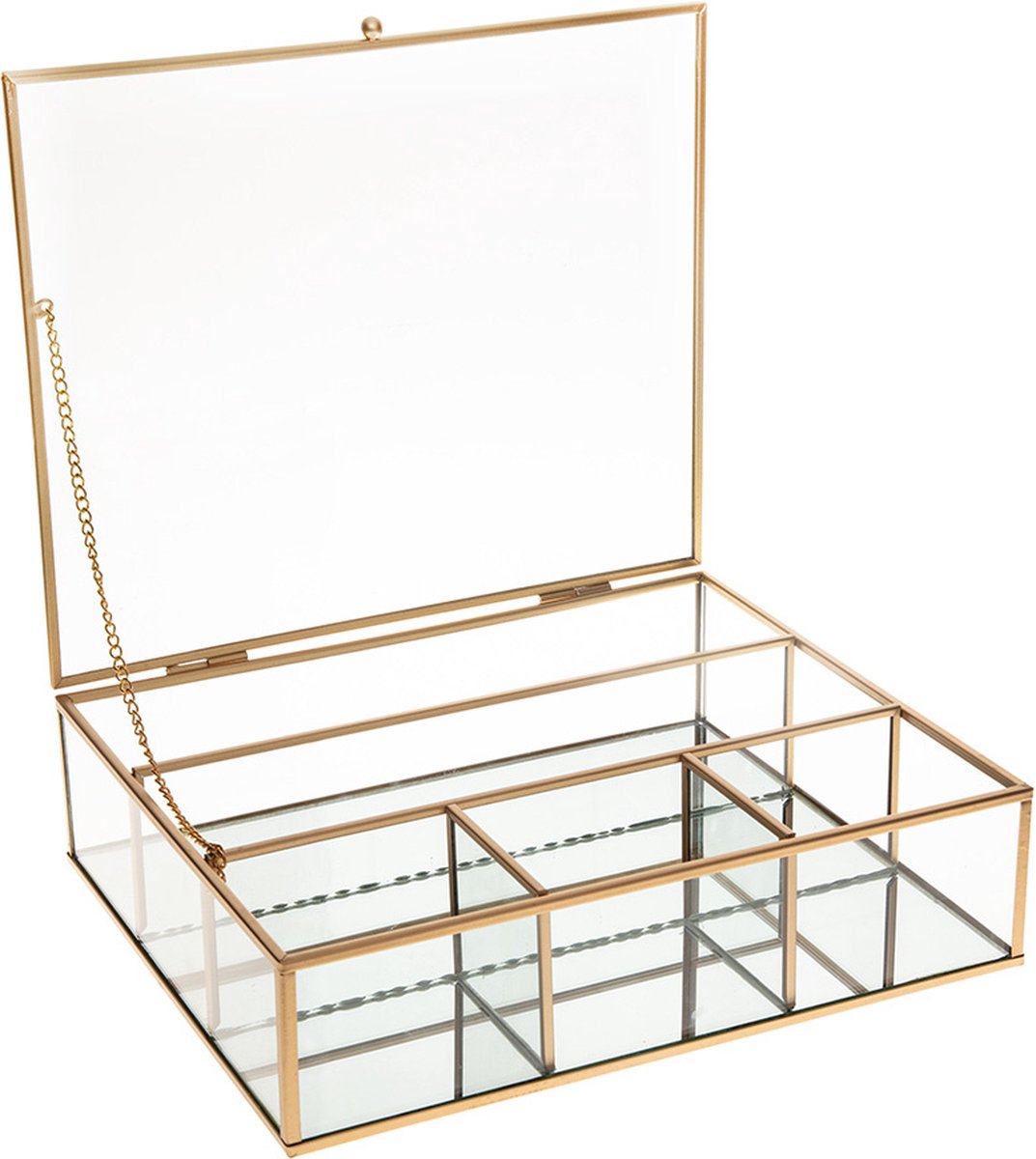 Boîte à bijoux en verre cadre doré - Compartiments de tri