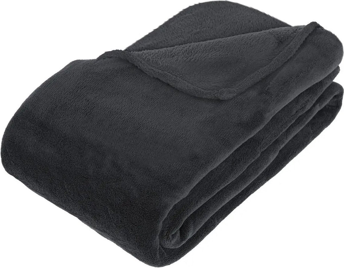 Atmosphera Large Fleece Sofa Throw / Fleece Blanket - Anthracite - 180 x 230 cm