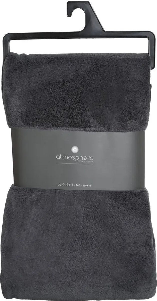 Atmosphera Large Fleece Sofa Throw / Fleece Blanket - Anthracite - 180 x 230 cm
