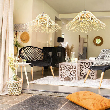 Atmosphera Hanglamp Moxa bamboe - E27, niet inbegrepen - Ø76xH27cm - Naturel