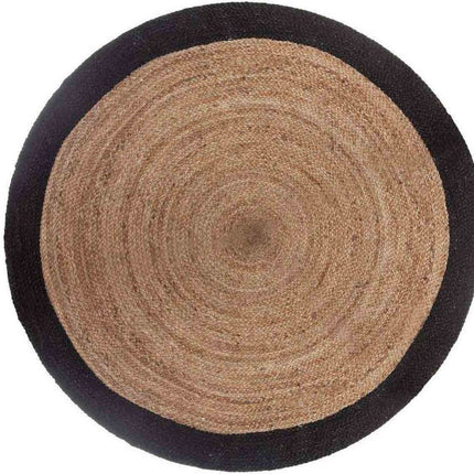 Atmosphera Jute vloerkleed rond met naturel met zwarte rand diameter 120 cm