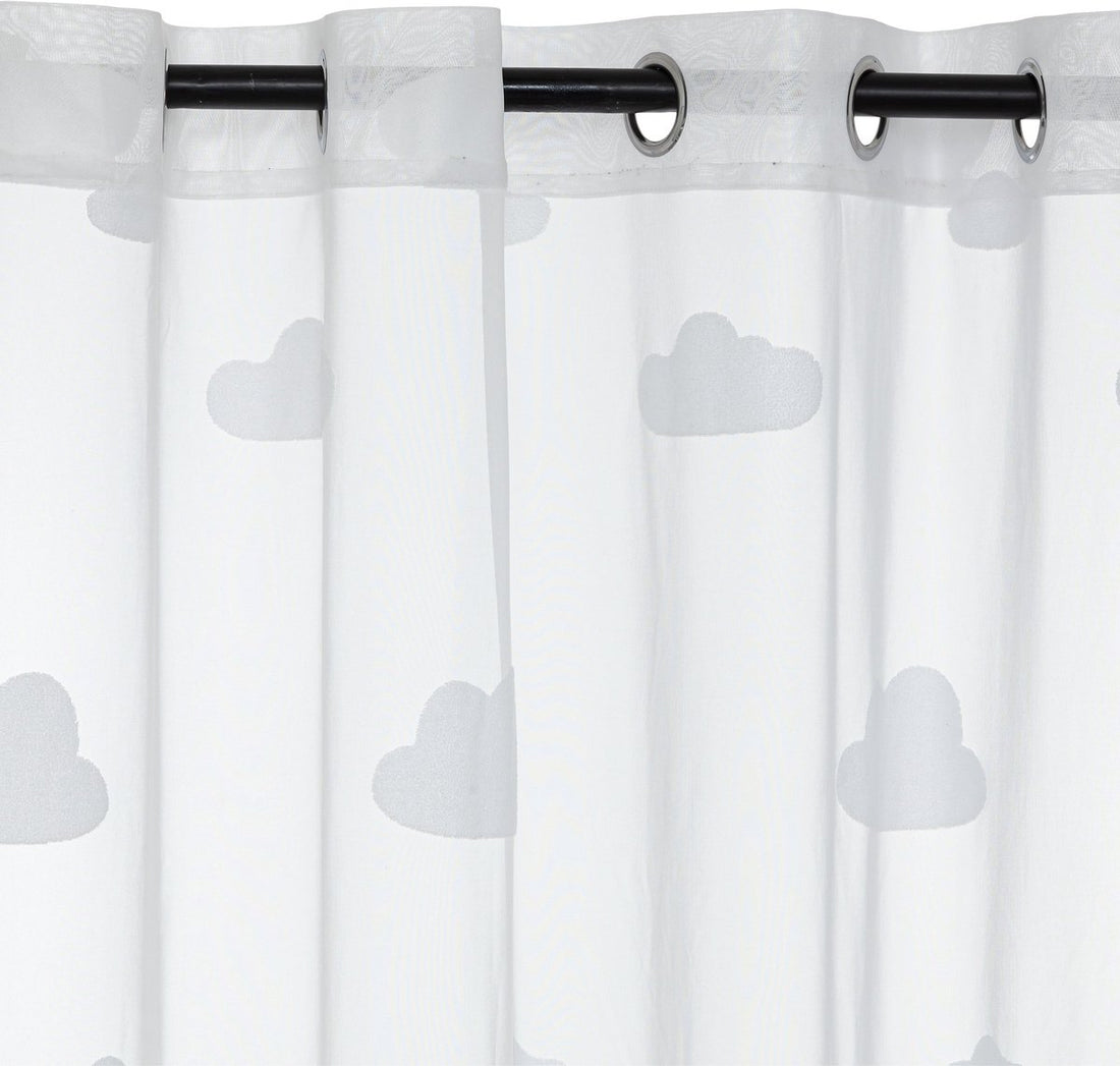 Atmosphera Kids gordijn Wolken – wit kindergordijn van polyester met ringen – foto 2