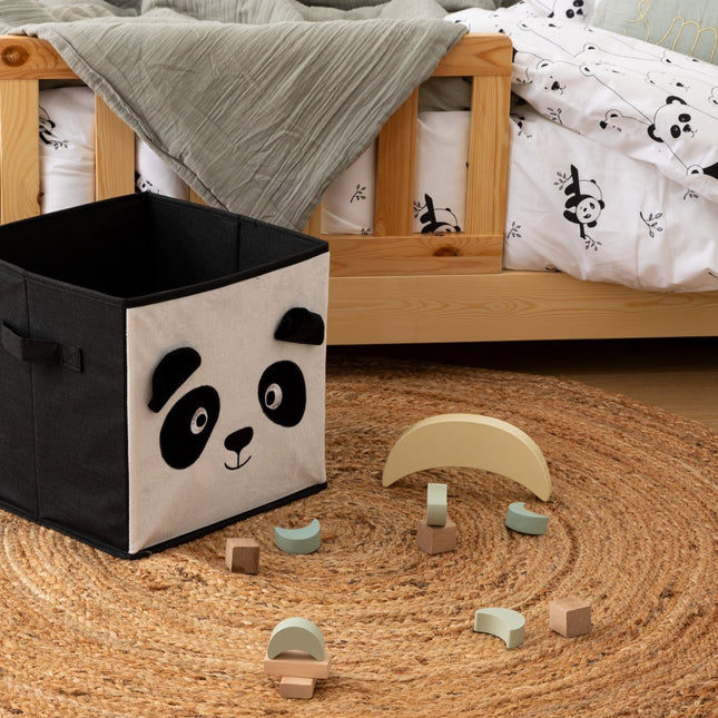 Atmosphera Kids Panda opbergdoos - 29x29x29cm - Opvouwbaar - Wit/Zwart