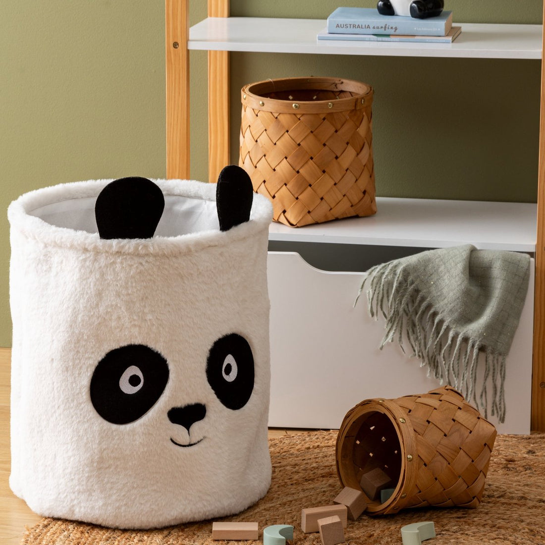 Atmosphera Panda Foldable Basket - Storage - Ø35xH40 cm - Black / White