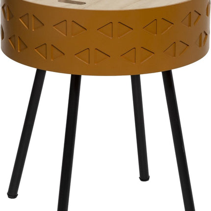 Scandinavische bijzettafel mosterd met opbergruimte - Dia 38.5 Hoogte 45.5 - salontafel