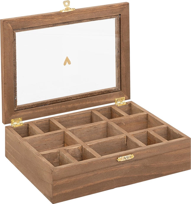 Sieradendoos hout - 13 compartimenten